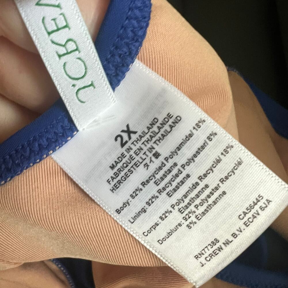 J. Crew Heritage Scoop Neck Bikini Top Womens 2X Blue Lined Adjustable‎ - Picture 5 of 8
